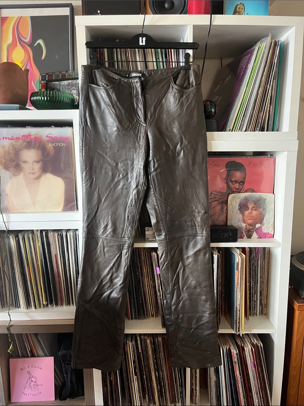 Vintage DKNY genuine leather pants brown size 8 Lined